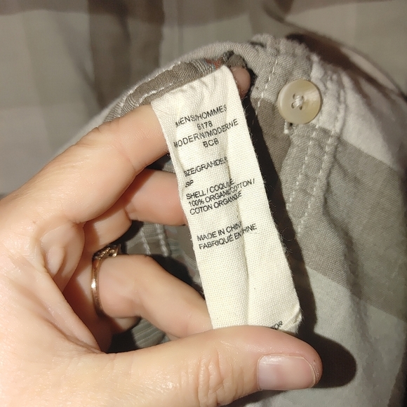 Woolrich Organic Cotton Button Front Plaid Shirt Small S Gray Brown Neutral - Picture 8 of 8